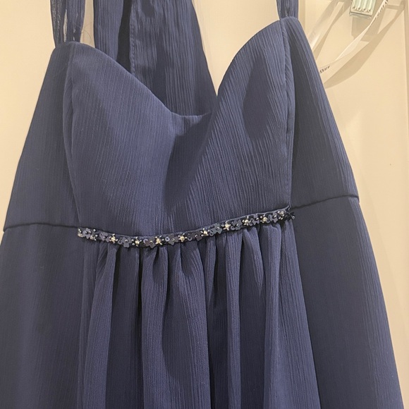 David's Bridal Midnight Blue Formal Kids Dress - Picture 2 of 4